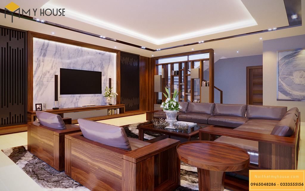 Bố trí hệ thống nội thất phòng khách nhà phố 90m2