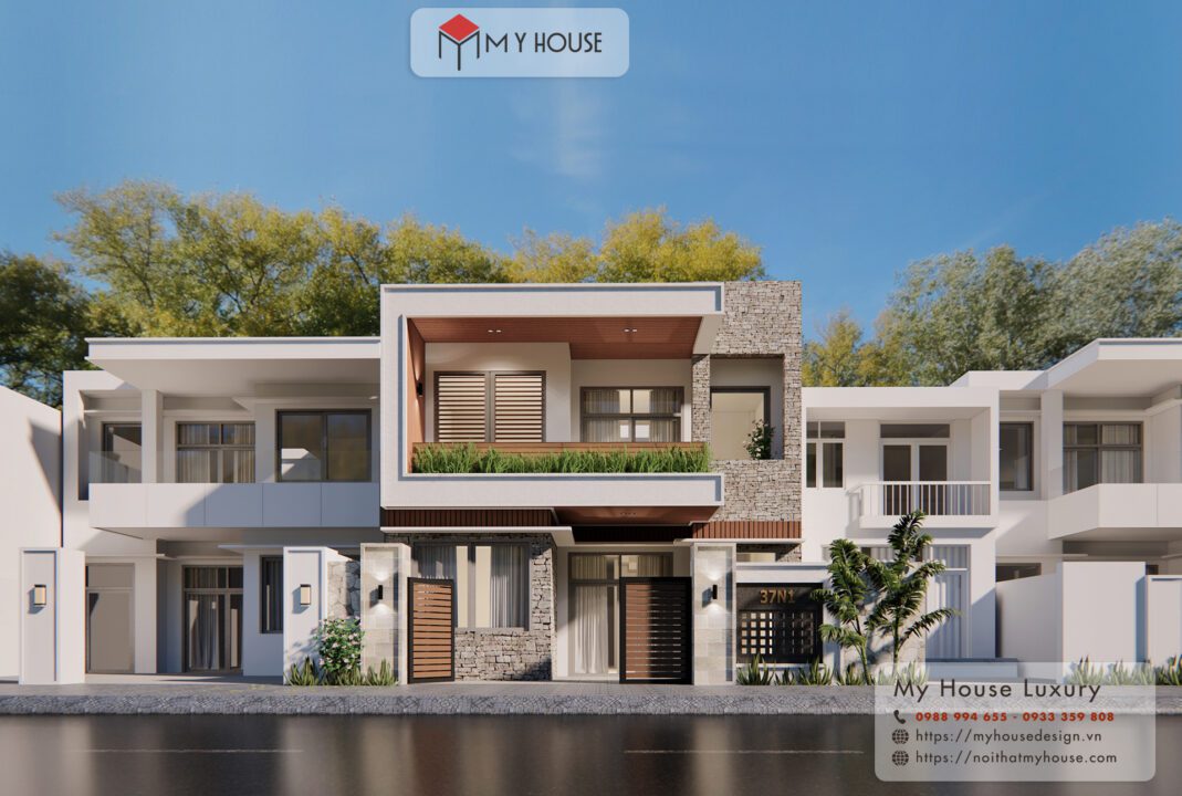 mẫu nhà 2 tầng mặt tiền 8m