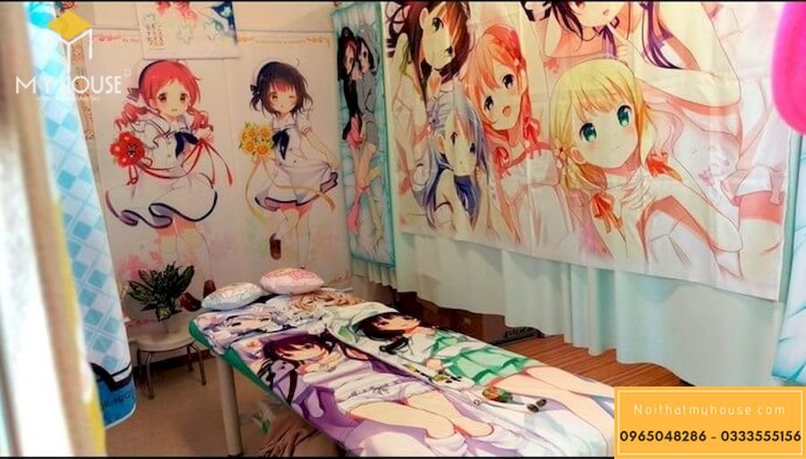 Phòng ngủ anime đẹp nhẹ nhàng, tinh tế -mẫu 2
