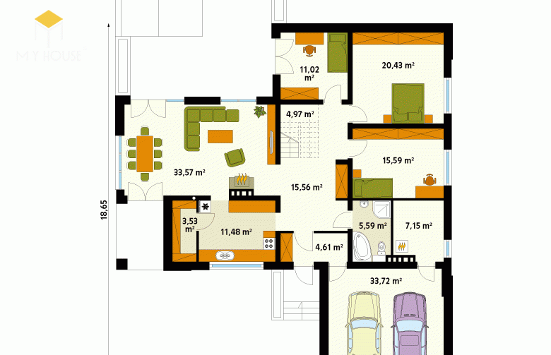 Cách bố trí nội thất nhà cấp 4 vuông đơn giản - Mẫu 1