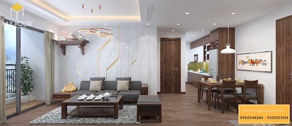 Sofa gỗ sồi chữ l cho nhà chung cư