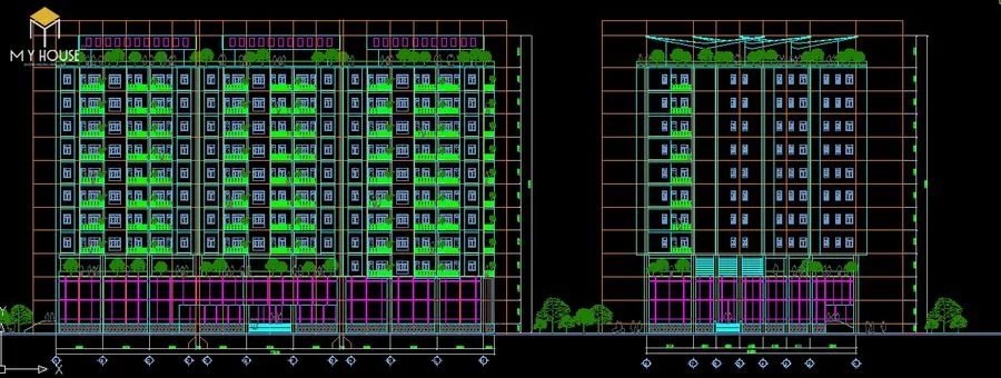 File cad chung cư 11 tầng