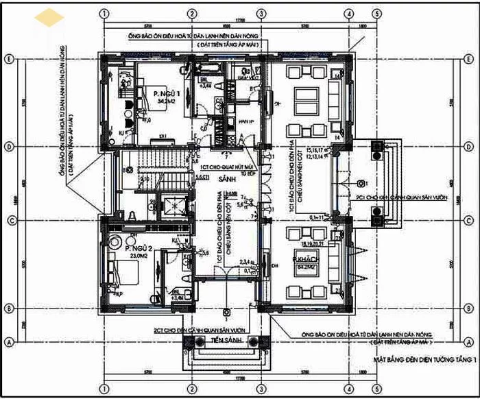 Bản vẽ thiết kế kết cấu điện - nước biệt thự