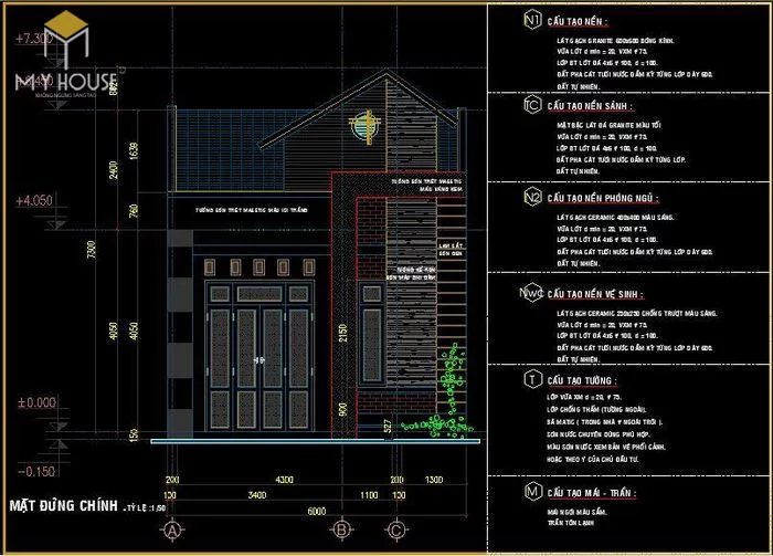 Bản vẽ kiến trúc nhà cấp 4 - V2