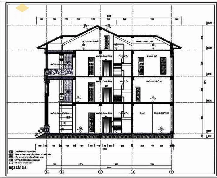 Bản vẽ kiến trúc biệt thự các mặt cắt