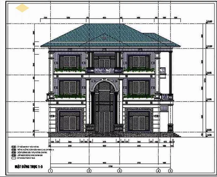 Bản vẽ kiến trúc biệt thự các mặt cắt