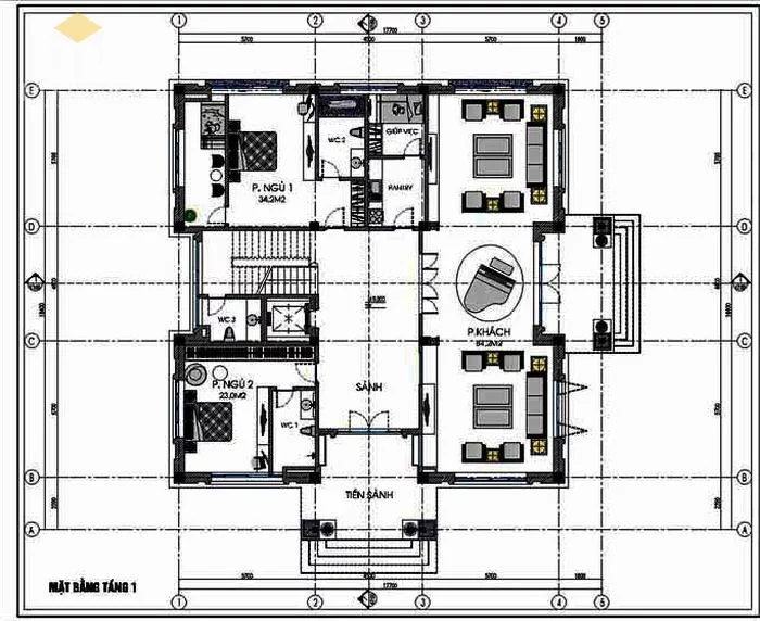 Bản vẽ kiến trúc biệt thự các mặt cắt