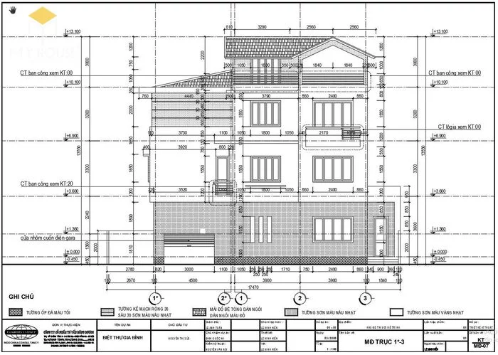 Bản vẽ kiến trúc nhà biệt thự hiện đại - V2