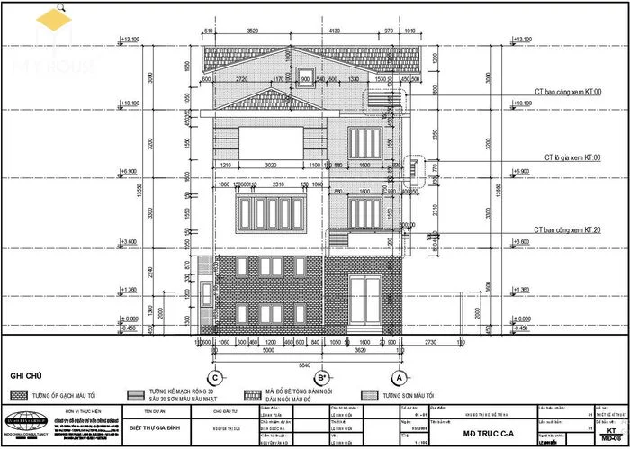 Bản vẽ kiến trúc nhà biệt thự hiện đại - V1