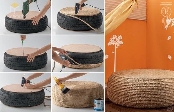 Bàn ghế Handmade bằng lốp xe
