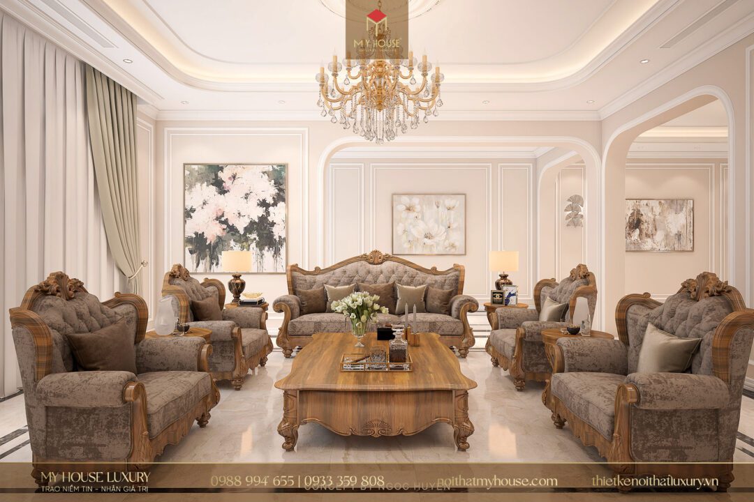 nội thất phòng khách bằng gỗ tự nhiên