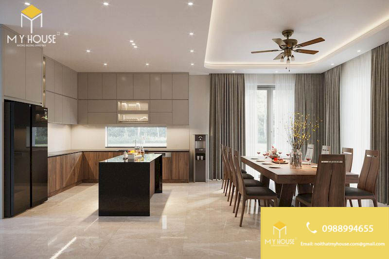 Thiết kế nội thất phòng bếp bếp biệt thự Hòa Lạc – 08