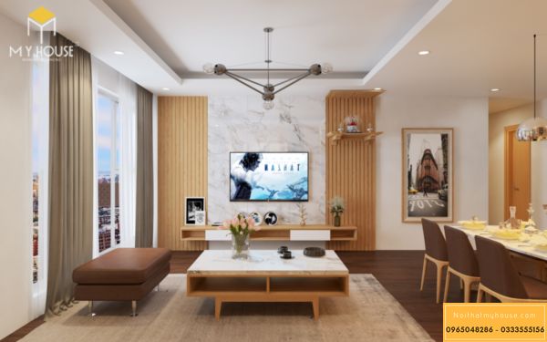 Nội thất phong khách Hinode 3 ngủ 105m2 - hình 2