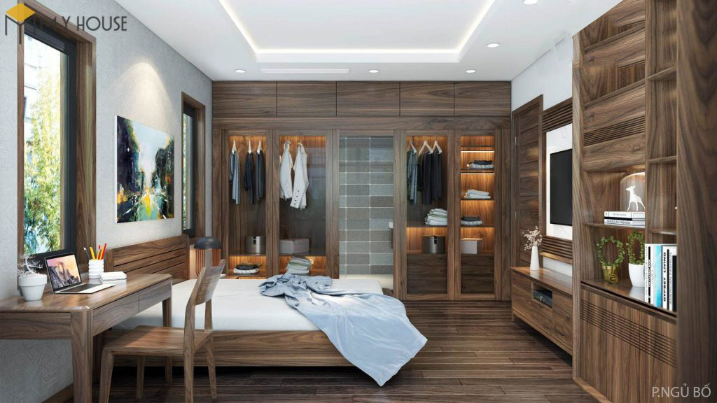 Phòng ngủ gỗ óc chó +53 Mẫu thiết kế nội thất cao cấp 2023 32