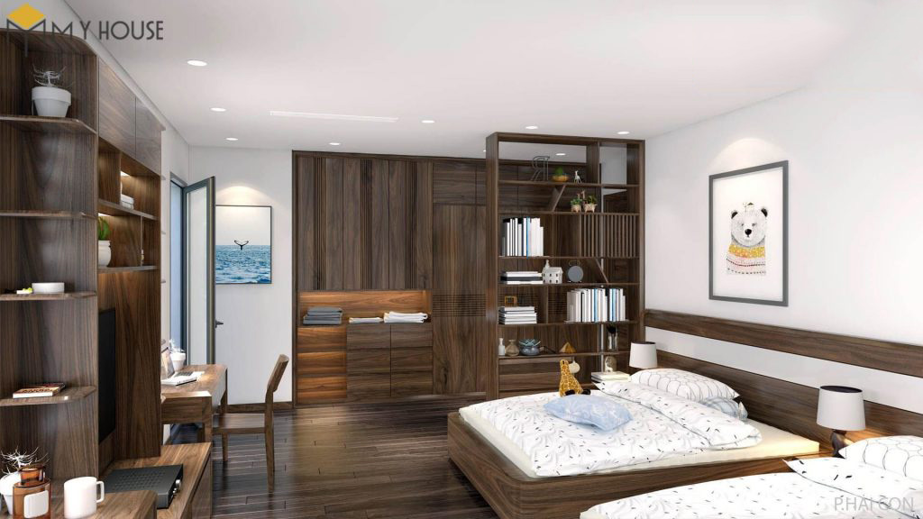 Phòng ngủ gỗ óc chó +53 Mẫu thiết kế nội thất cao cấp 2023 21