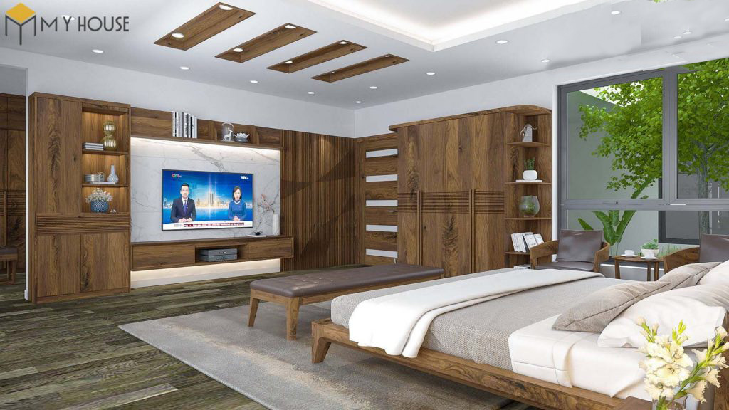 Phòng ngủ gỗ óc chó +53 Mẫu thiết kế nội thất cao cấp 2023 24