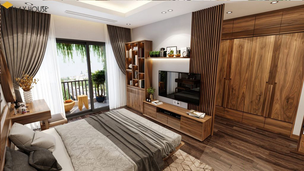 Phòng ngủ gỗ óc chó +53 Mẫu thiết kế nội thất cao cấp 2023 25