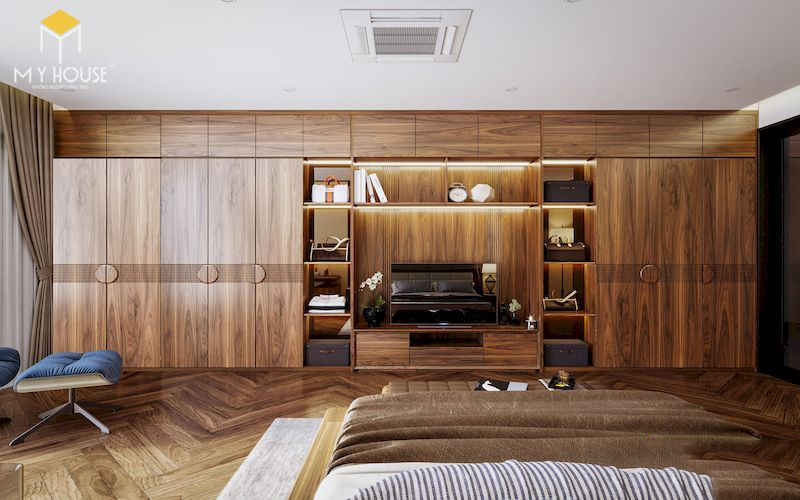 Mẫu thiết kế nội thất gỗ óc chó cao cấp – Tủ quần áo cao cấp – 09