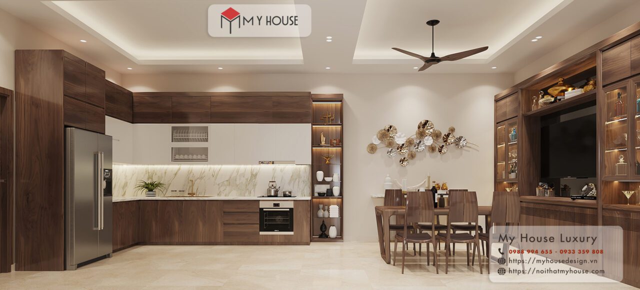 tủ bếp gỗ óc chó 1