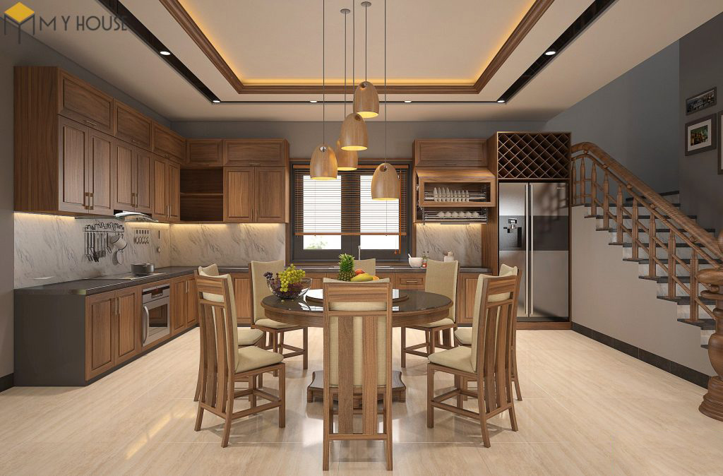 Mẫu tủ bếp hình chữ L tạo không gian hài hòa tinh tế phù hợp với tất cả diện tích phòng bếp – hình 18