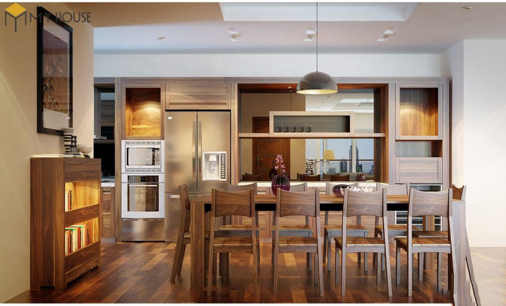Không gian sang trọng với phòng bếp hoàn toàn bằng gỗ – hình 22