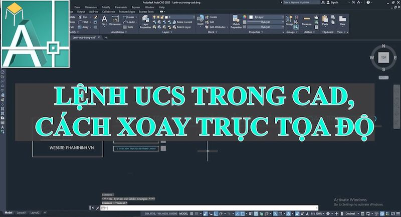 Lệnh UCS trong Cad cách xoay trục tọa độ 