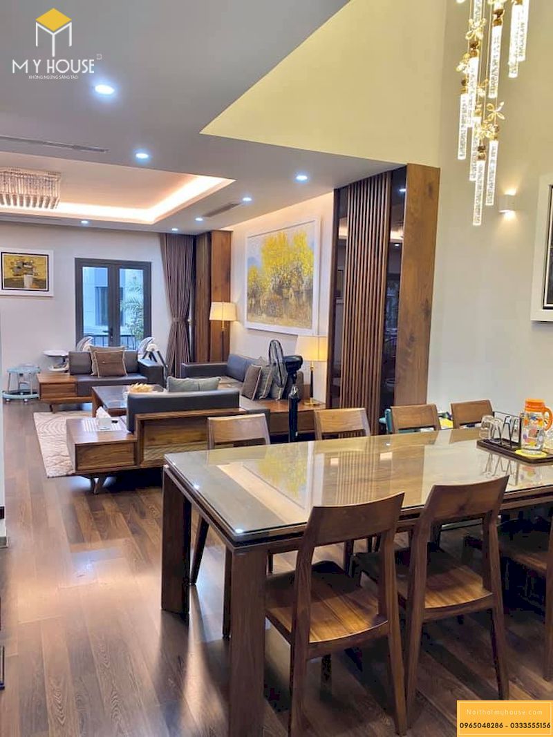 Hoàn thiện nội thất gỗ óc chó - bộ bàn ăn 6 ghế gỗ óc chó
