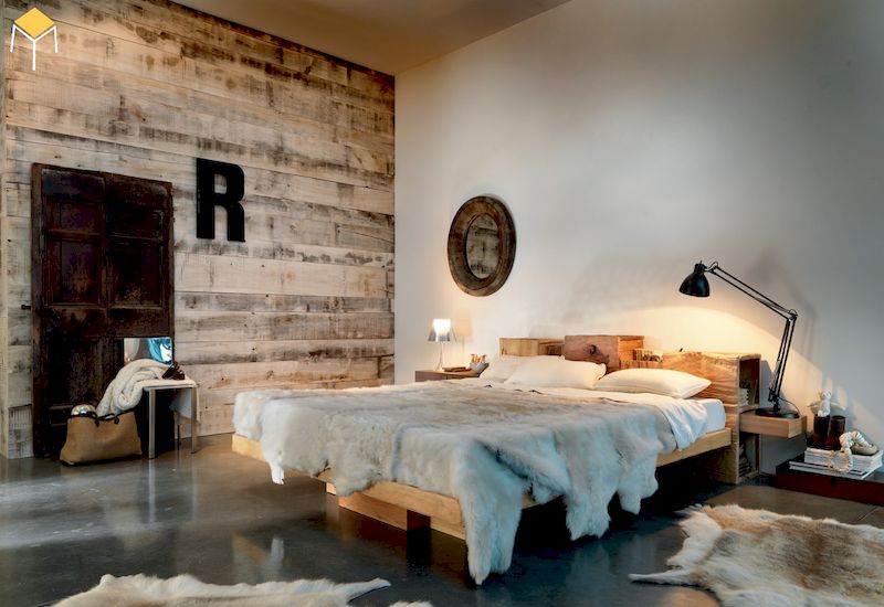 Decor phòng ngủ vintage bằng giấy dán tường