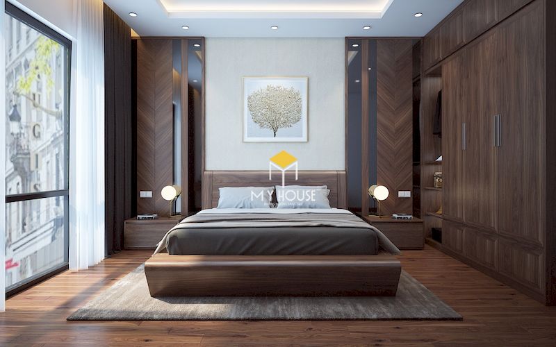 Giường ngủ phong cách châu Âu gỗ tự nhiên óc chó