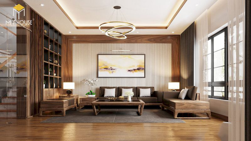 Thiết kế nội thất biệt thự liền kề KĐT Đại Kim – nội thất phòng khách biệt thự