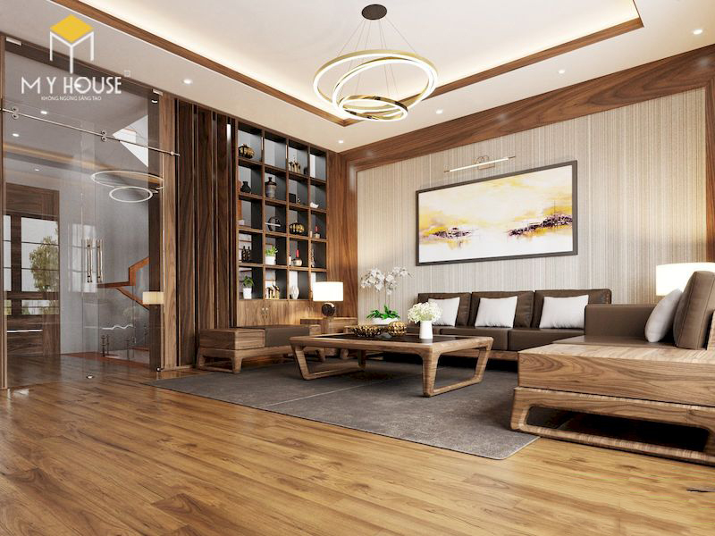 Thiết kế nội thất biệt thự liền kề KĐT Đại Kim – Phòng khách hiện đại