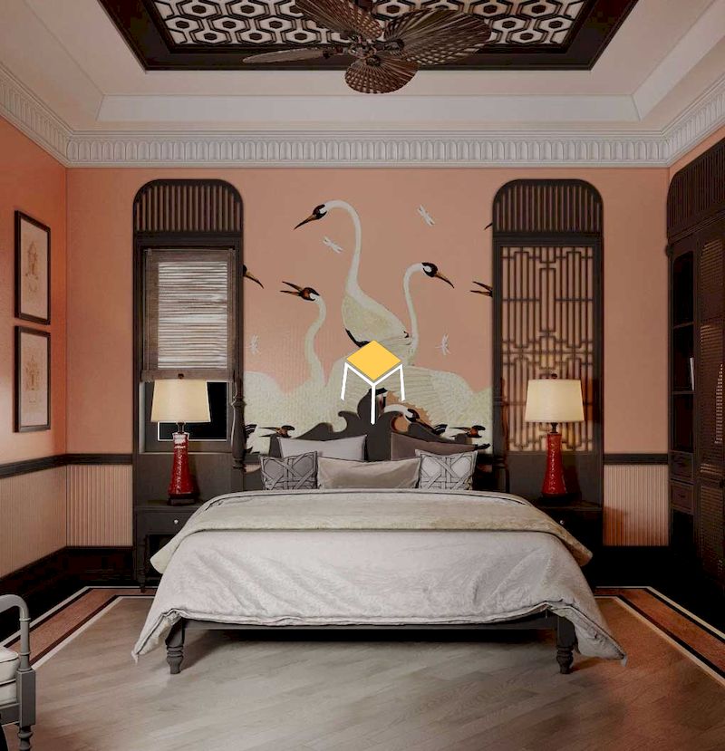 nội thất phòng ngủ phong cách Indochine