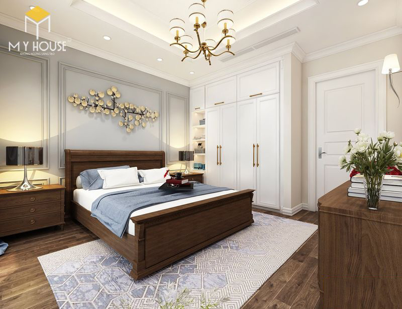 Thiết kế nội thất biệt thự Louis City Hoàng Mai – Phòng ngủ tân cổ điển 4