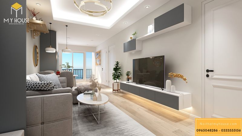 Thiết kế nội thất chung cư Sunshine Garden 2 phòng ngủ phong cách hiện đại
