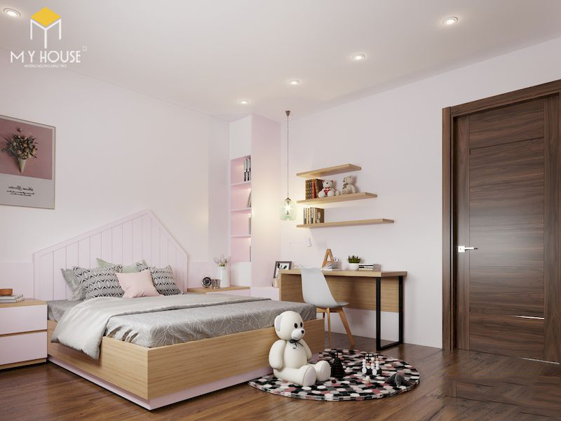 Mẫu thiết kế nội thất phân khu Ngọc Trai tại Vinhome Ocean Park – Phòng ngủ cho con gái