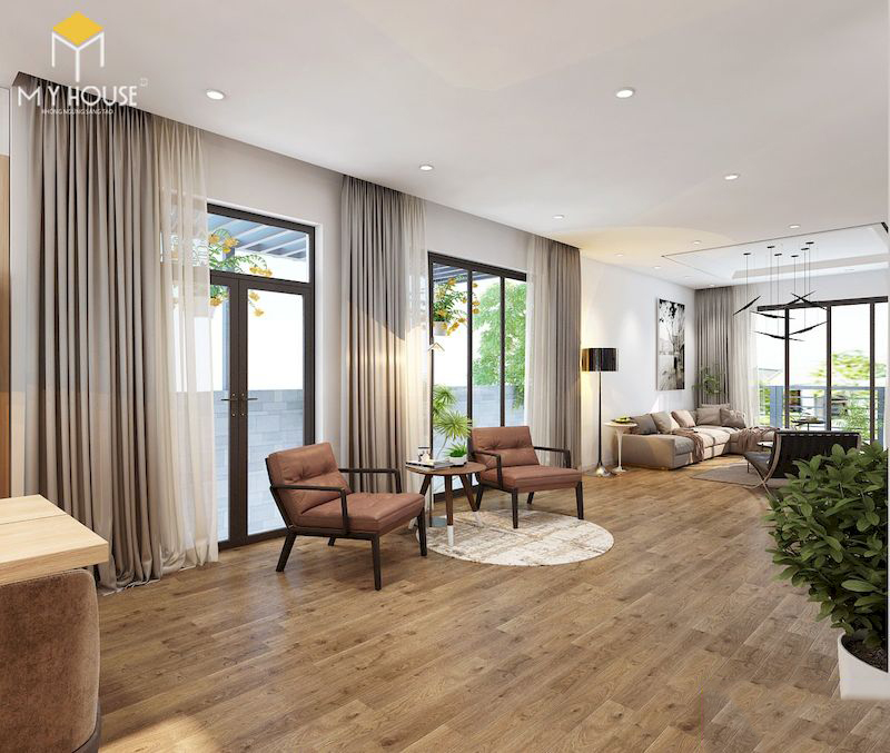 Thiết kế nội thất phân khu San Hô tại Vinhome Ocean Park – phòng khách mở
