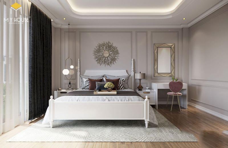 Hình ảnh thiết kế nội thất nhà liền kề Ecopark – Phòng ngủ con gái tân cổ điển thiết kế tinh xảo, hoàn hảo