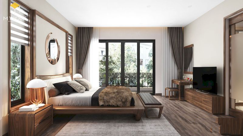 Thiết kế nội thất nhà liền kề Ecopark – Phòng ngủ master cho vợ chồng