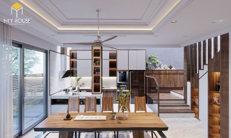 Thiết kế nội thất biệt thự Ngoại Giao Đoàn – Phòng bếp tiện nghi