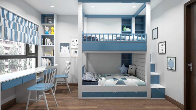 Ý tưởng thiết kế Phòng ngủ 2 giường tầng, giường thông minh 