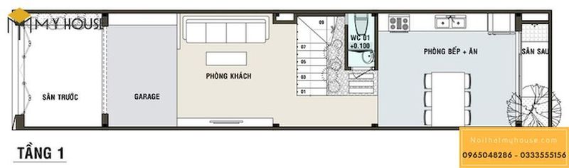 Thiết kế nội thất nhà ống 5m - Mặt tiền tầng 01