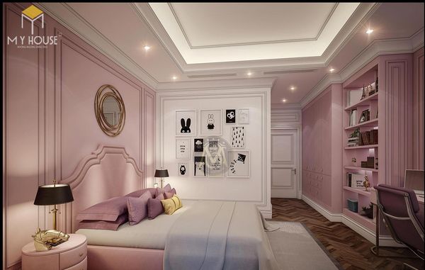 Phòng ngủ tân cổ điển màu hồng 03