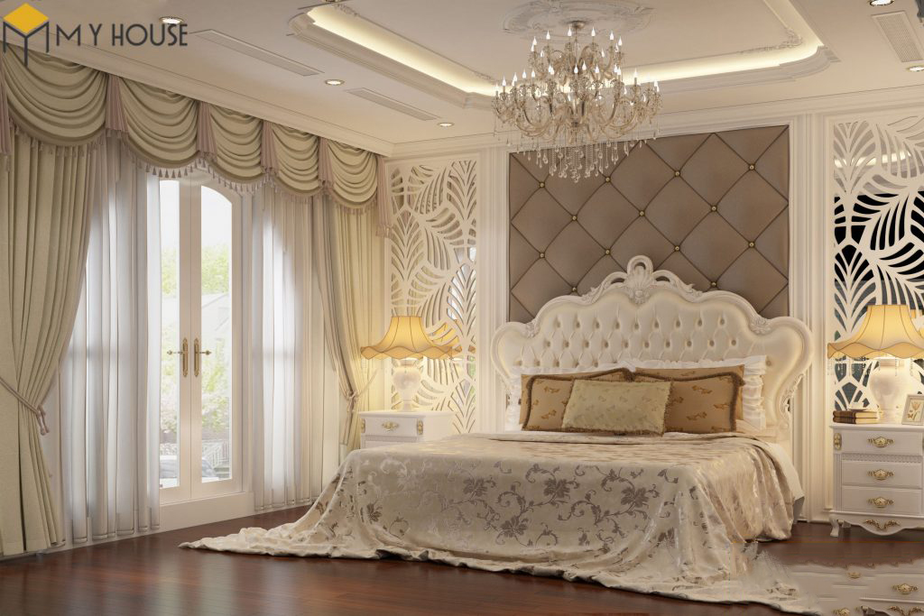 Thiết kế nội thất biệt thự tân cổ điển Châu Âu – phòng ngủ xa hoa lộng lẫy