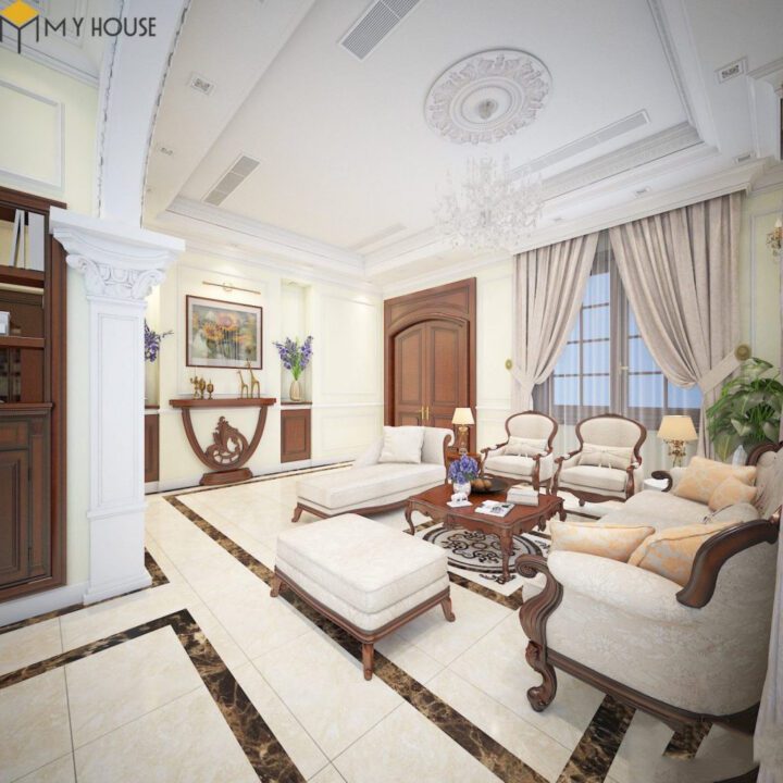 Thiết kế nội thất biệt thự hiện đại – phòng khách – View 3