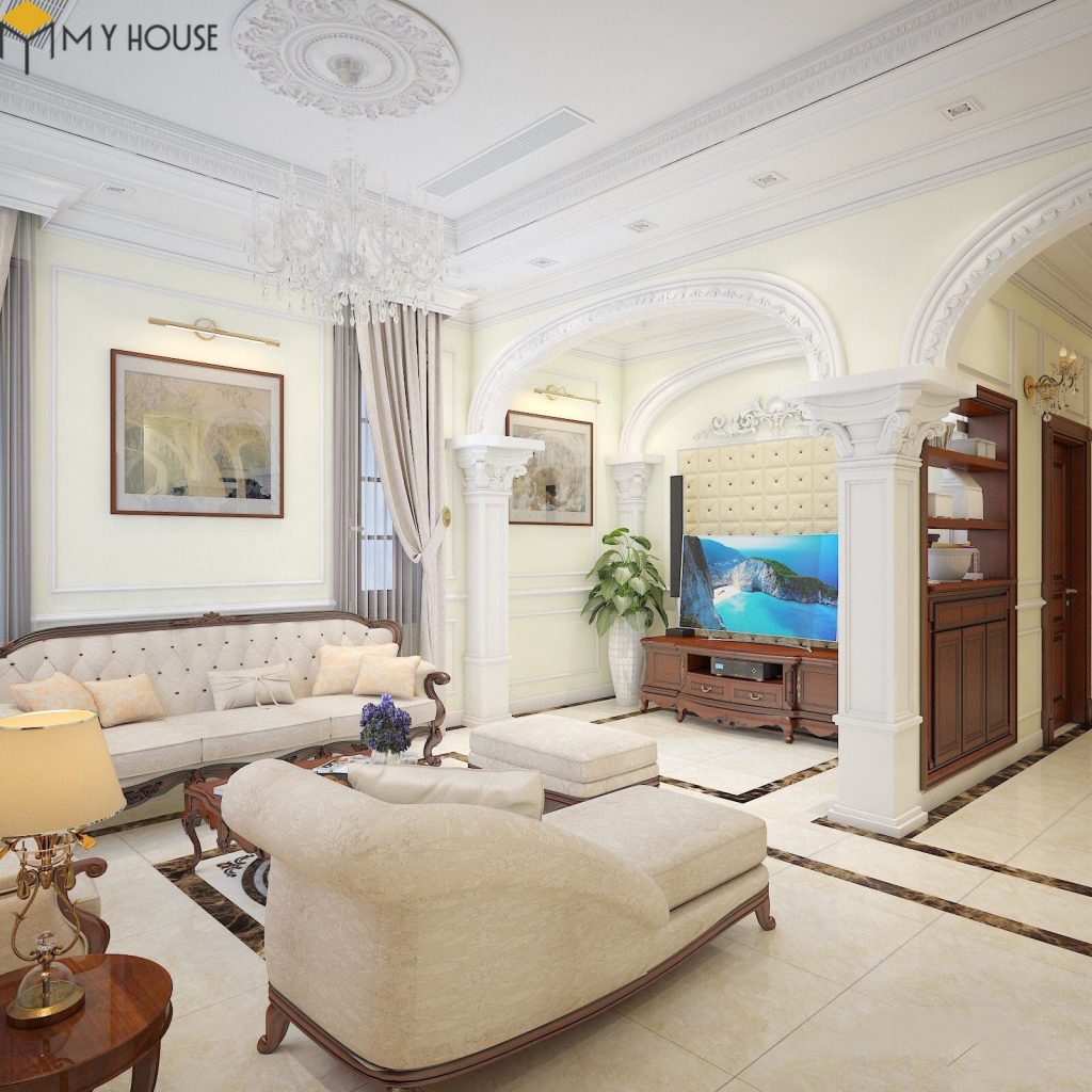 Thiết kế nội thất biệt thự hiện đại – phòng khách – View 2