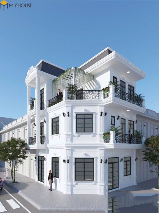 Phối cảnh mặt tiền biệt thự tân cổ điển – Góc view 1