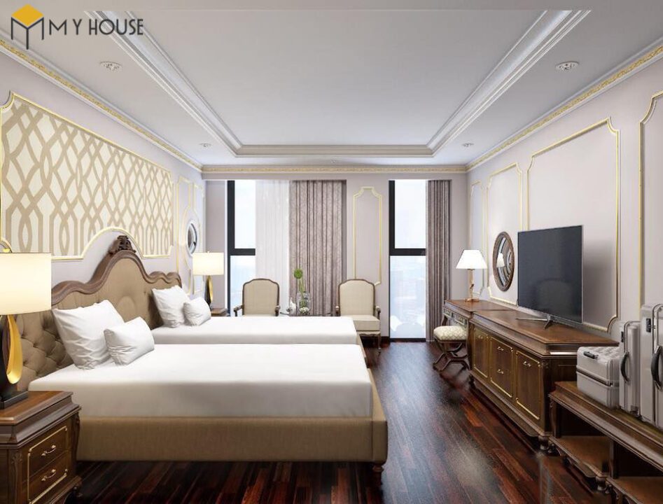 Thiết kế nội thất biệt thự tân cổ điển Châu Âu – phòng ngủ giường đôi cho khách 2