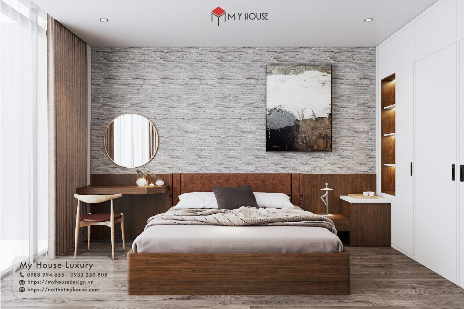 thiết kế nội thất biệt thự phong cách hiện đại phòng ngủ