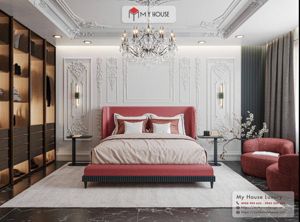 thiết kế nội thất phòng ngủ tân cổ điển