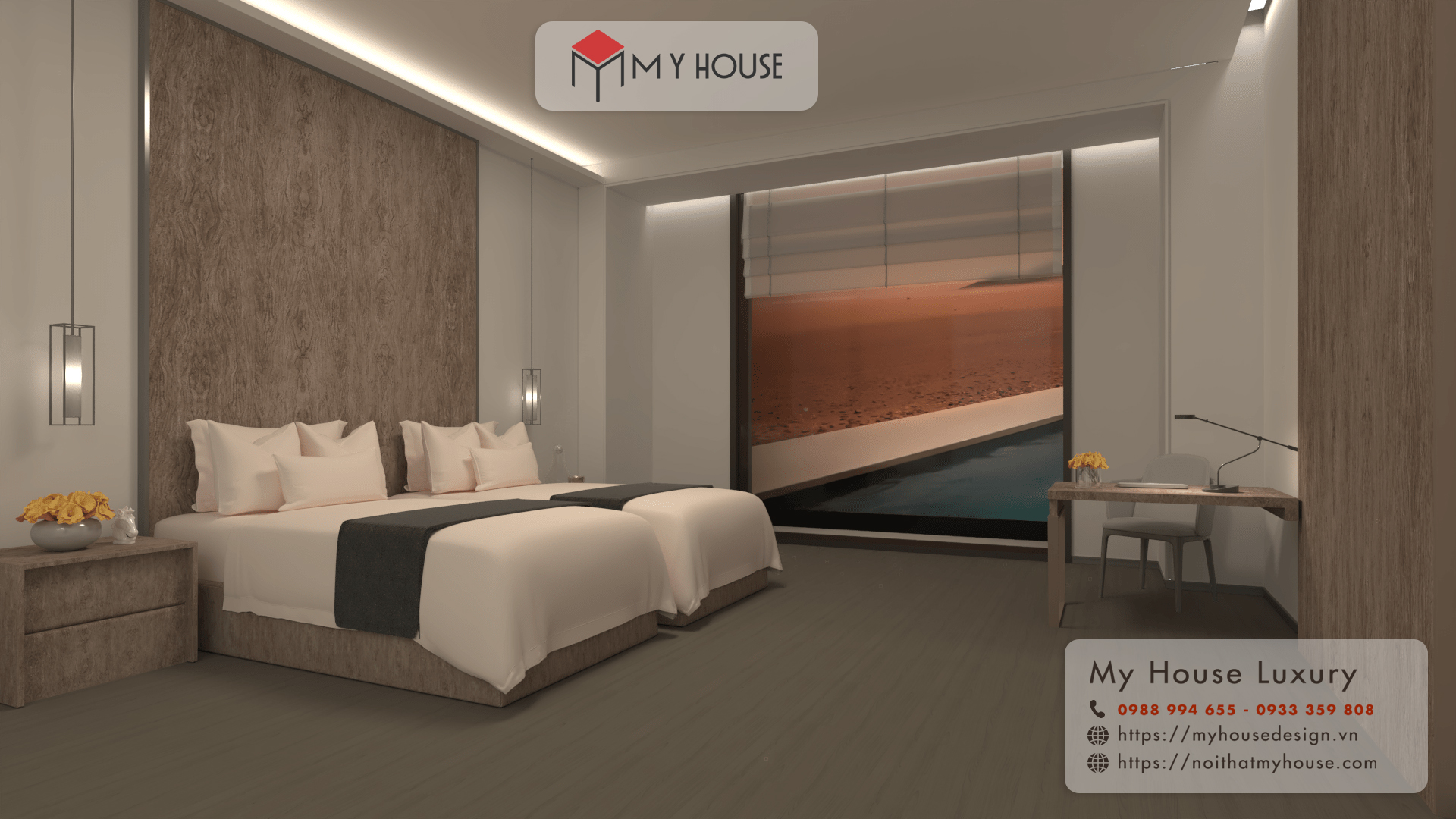 Thiết kế nội thất phòng ngủ khách sạn 1